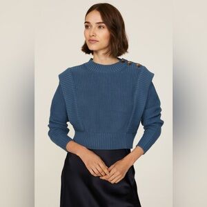 Peter Som Blue Sweater with Button Detail